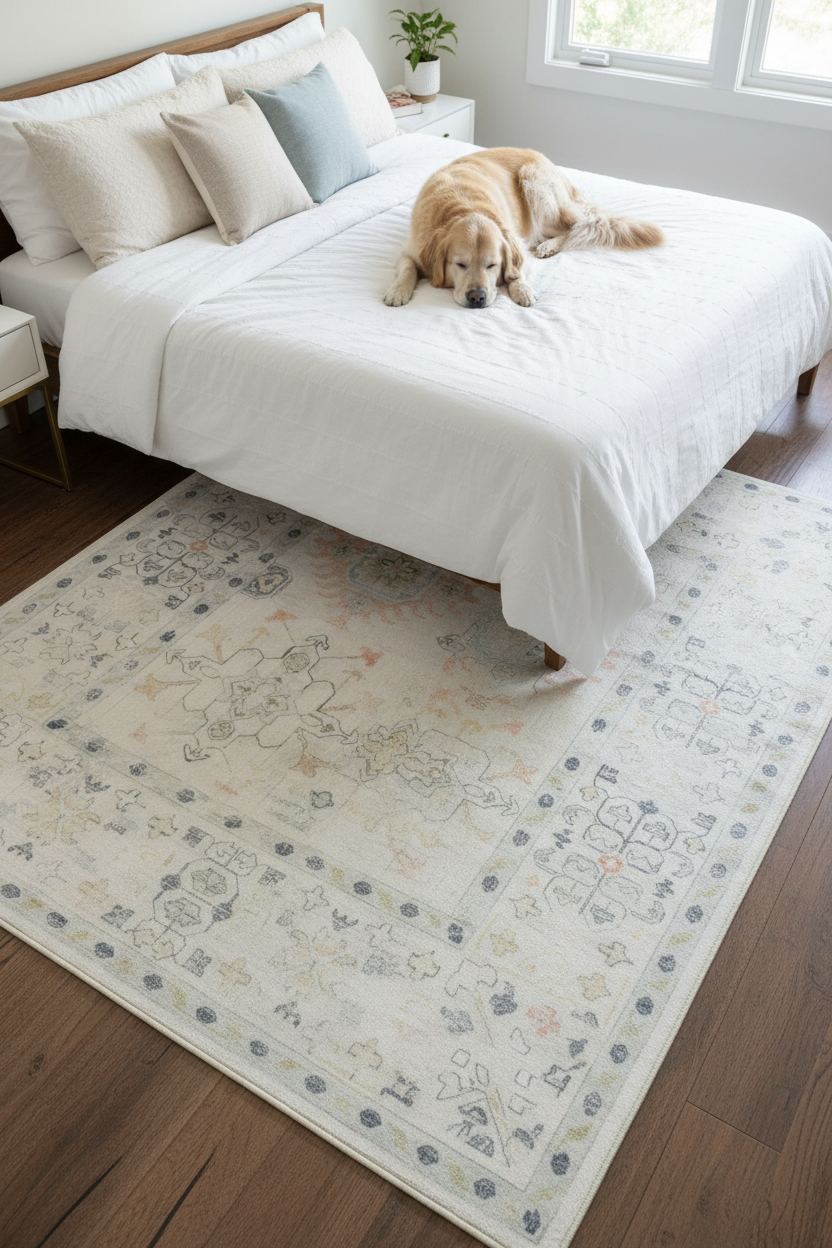 Aurelia - Beige & Multi Vintage Persian Distressed Washable Rug