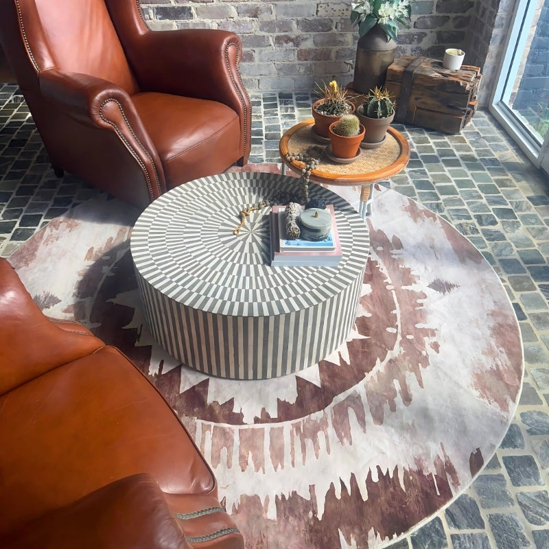 Aztec- Brown & Beige Neutral Hues Round