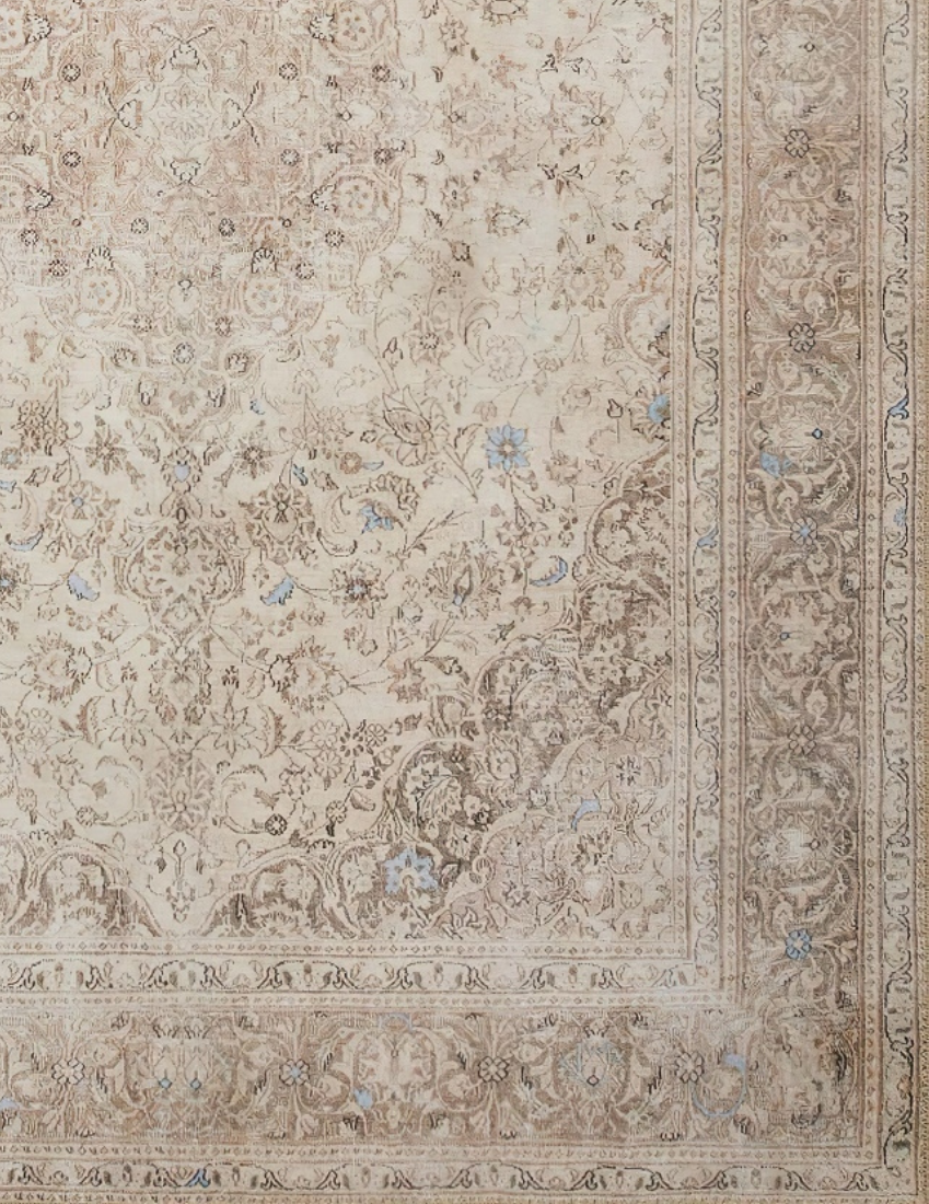 Azure - Taupe & Cornflower Vintage Distressed Washable Rug