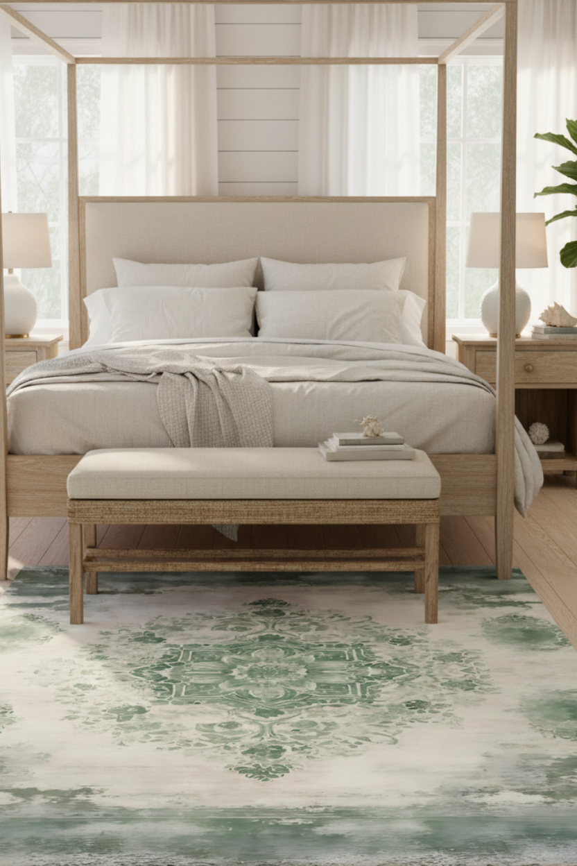 Bodhi - Ivory & Olive Vintage Distressed Washable Rug