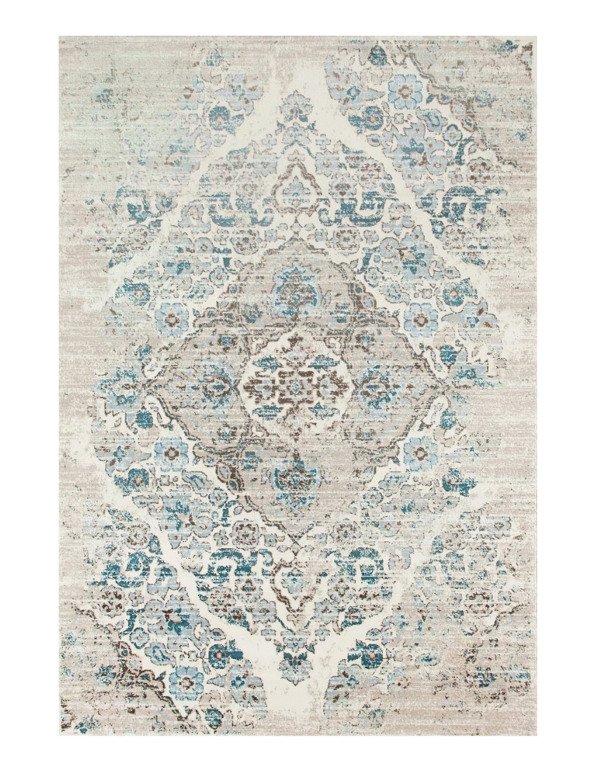 Dali - Taupe & Teal Vintage Persian Distressed Washable Rug