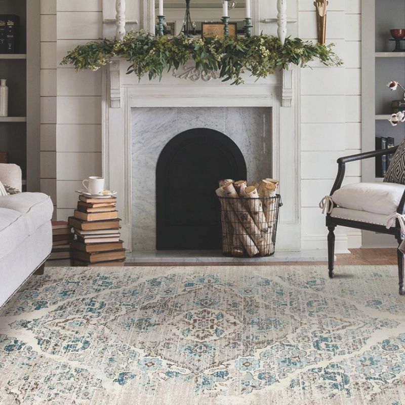 Dali - Taupe & Teal Vintage Persian Distressed Washable Rug CLEARANCE