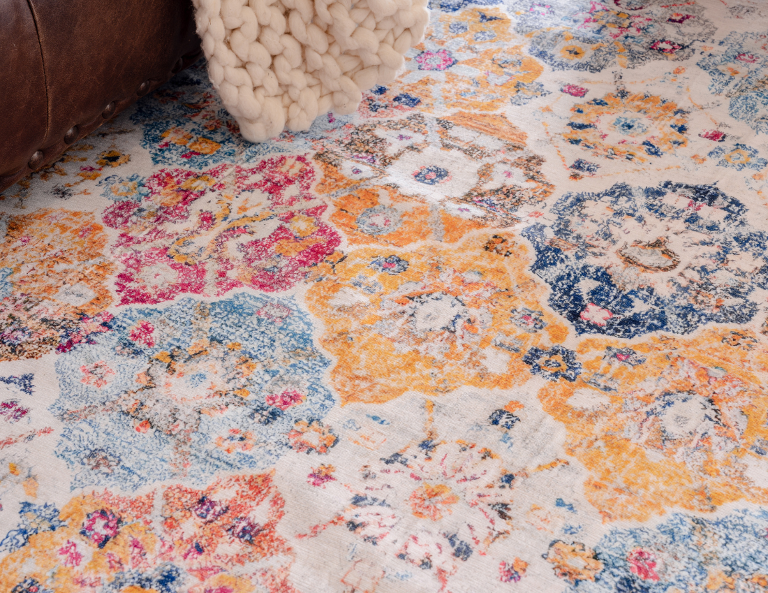 Gypsy's Tale - Patchwork Multi Colour Vintage Distressed Washable Rug CLEARANCE