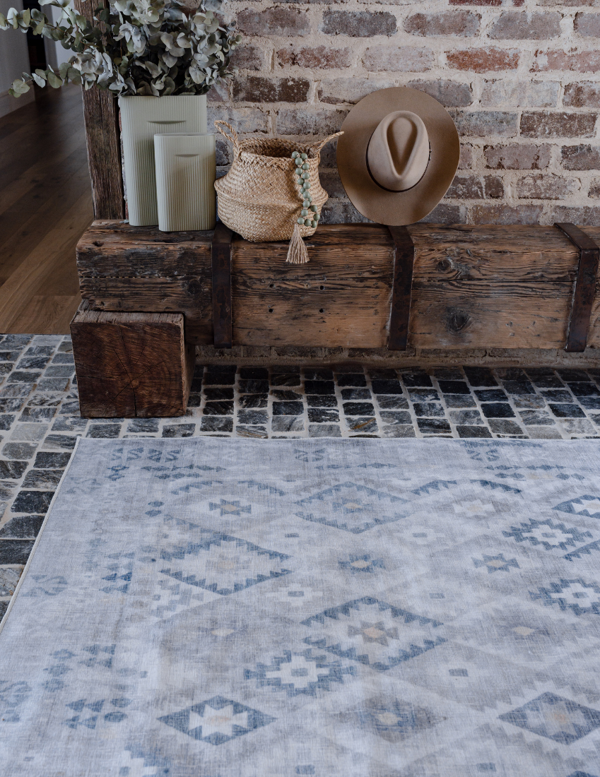 Nomad - Neutral Sand & Grey Moroccan Distressed Washable Rug