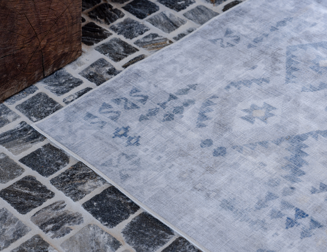 Nomad - Neutral Sand & Grey Moroccan Distressed Washable Rug