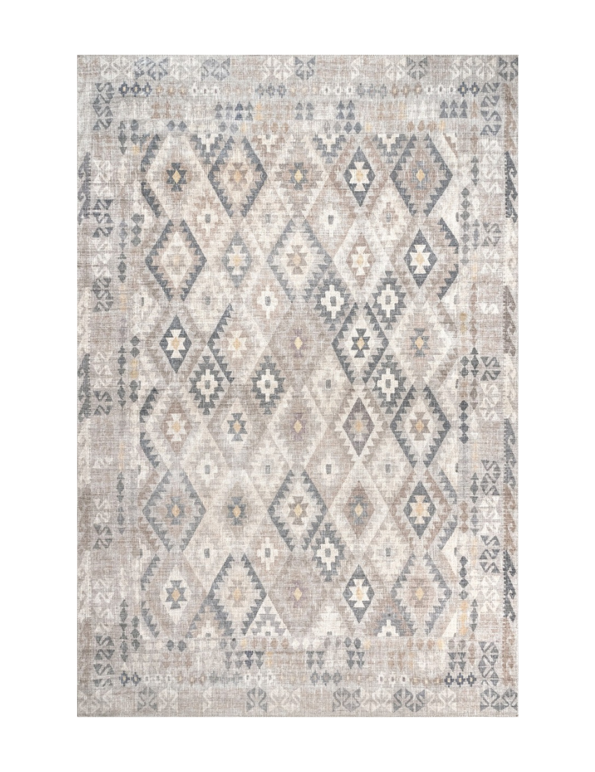 Nomad - Neutral Sand & Grey Moroccan Distressed Washable Rug