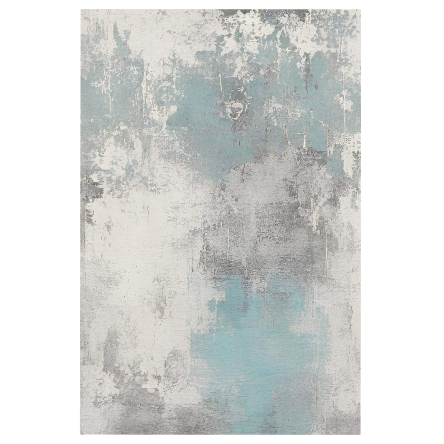 Nova Modern Steel Blue and Grey Distressed Rug with faded wash and contemporary design, machine washable and pet friendly