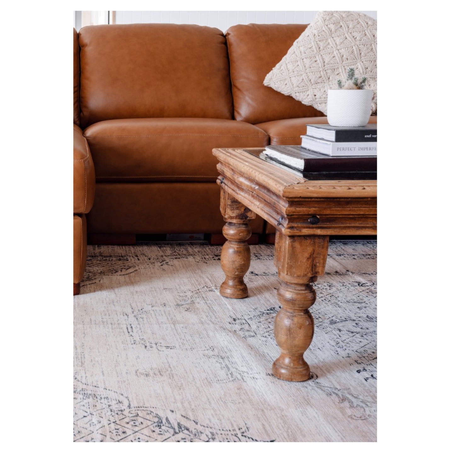 Sahara Sands - Camel & Chocolate Vintage Persian Distressed Washable Rug CLEARANCE