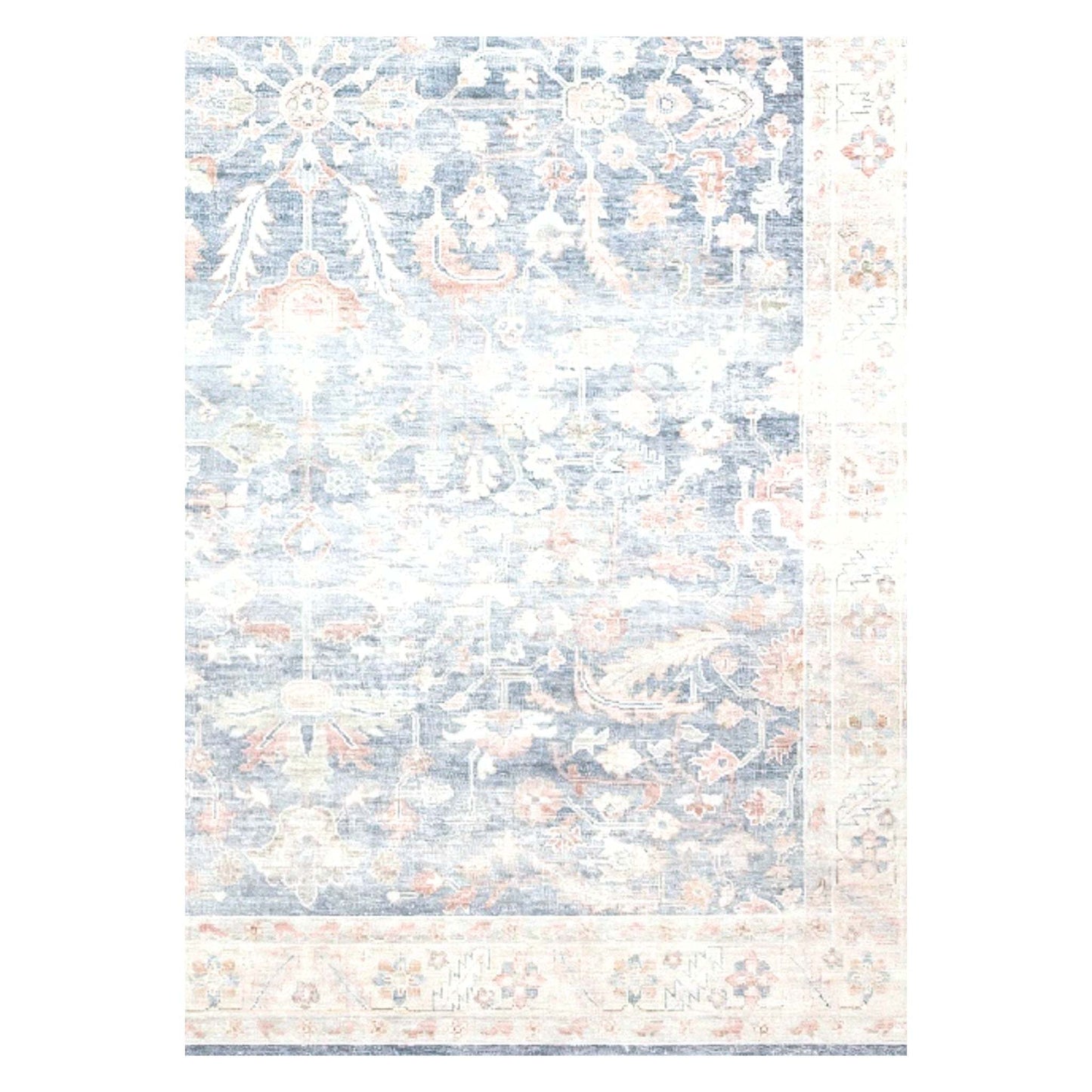 Seraphina Floral TaupeSeraphina Floral Taupe and Navy Distressed Washable Rug with non-slip backing and floral pattern and Navy Distressed Washable Rug with Non-Slip Backing