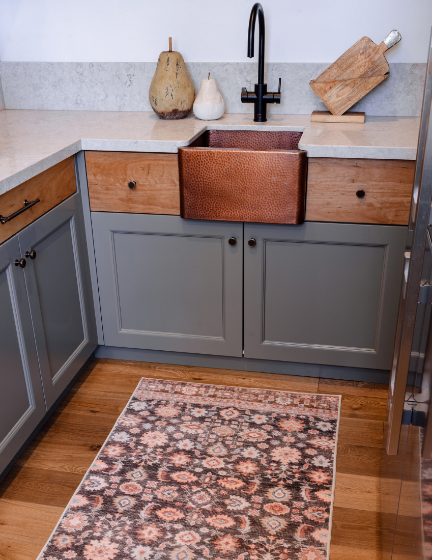 Solstice - Chocolate & Burnt Orange Floral Persian Distressed Washable Runner Rug