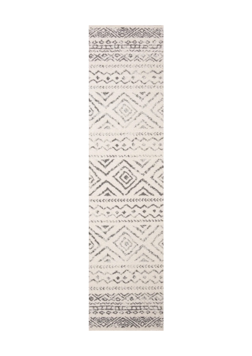 Safari - Charcoal & Ivory Tribal Washable Runner Rug