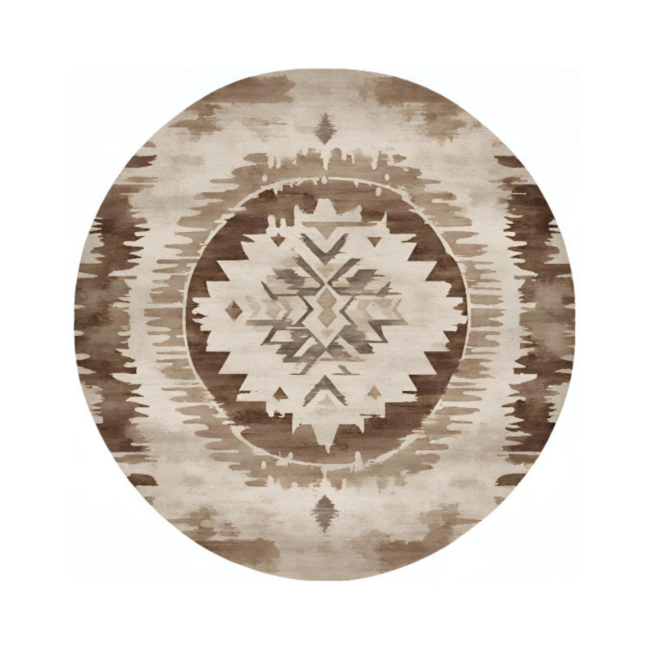 Aztec- Brown & Beige Neutral Hues Round – zenhalia