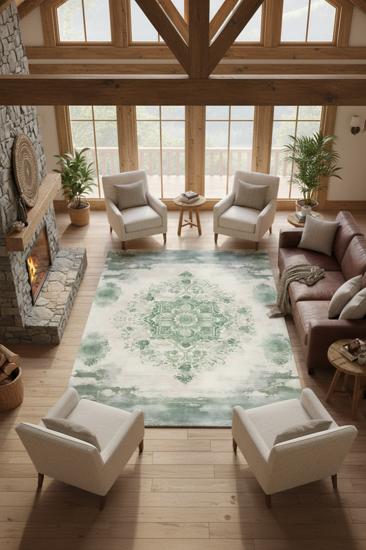 Bodhi - Ivory & Olive Vintage Distressed Washable Rug