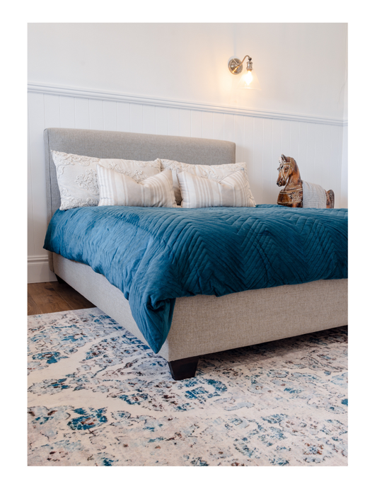 Dali - Taupe & Teal Vintage Persian Distressed Washable Rug CLEARANCE