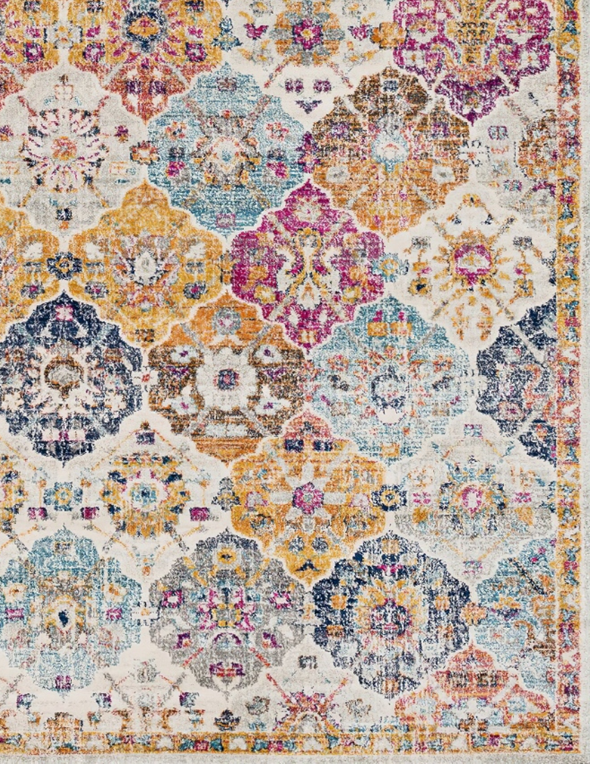 Gypsy's Tale - Patchwork Multi Colour Vintage Distressed Washable Rug