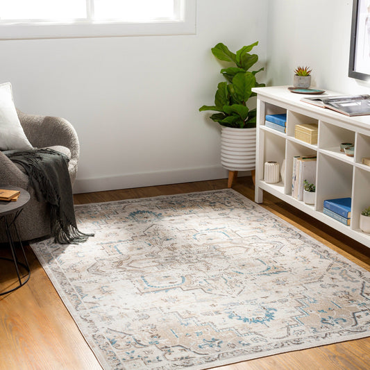 Magnolia Sands - Grey & Blue Vintage Persian Distressed Washable Rug