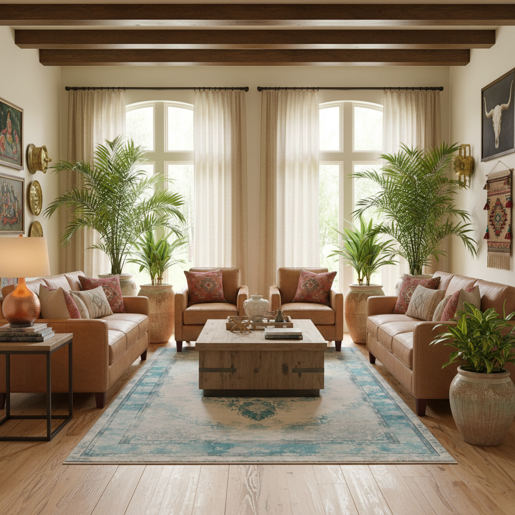 Jasmine - Ivory & Teal Vintage Distressed Washable Rug