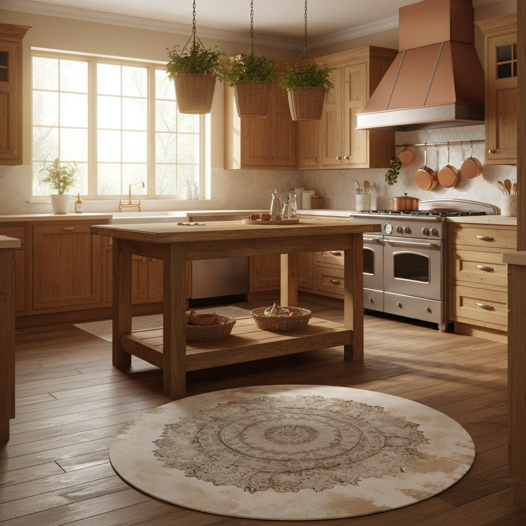 Kala - Cacao Tan & Ivory Mandala Distressed Round