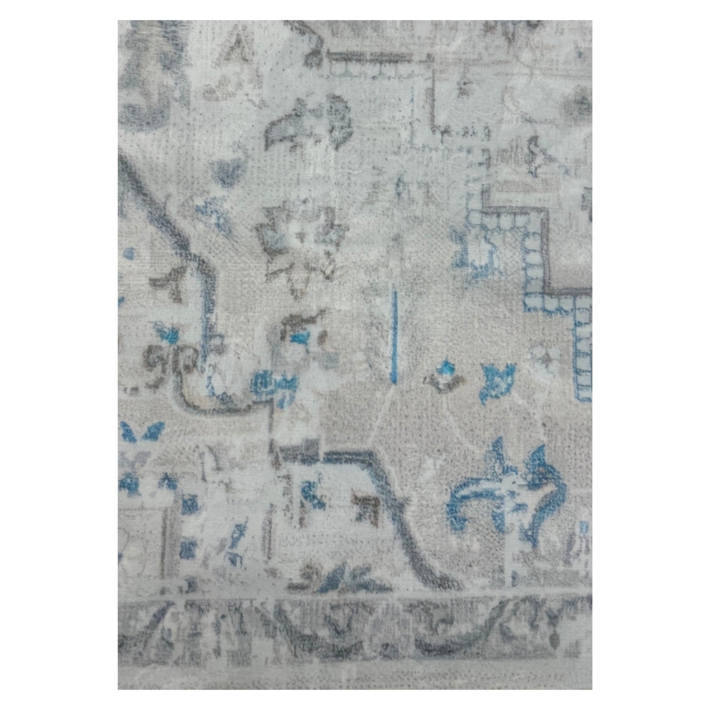 Magnolia Sands - Grey & Blue Vintage Persian Distressed Washable Rug