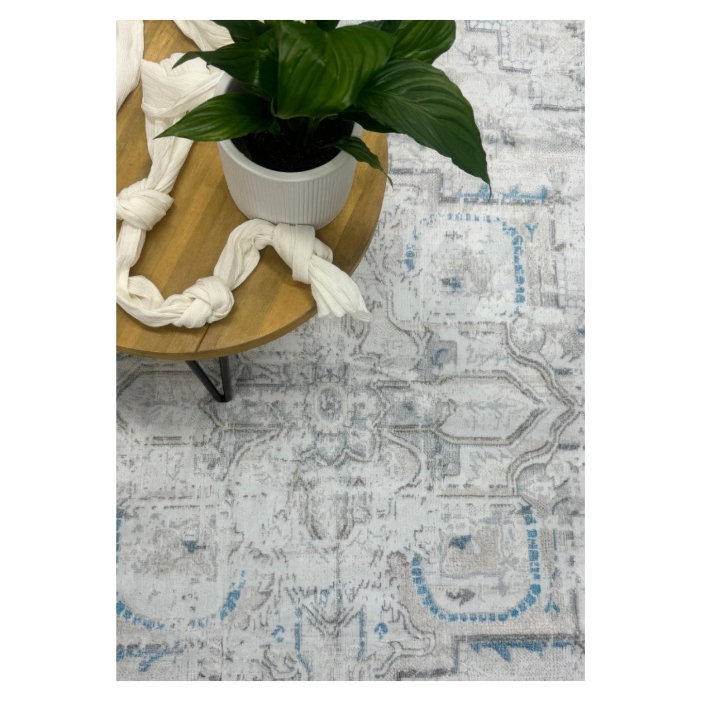 Magnolia Sands - Grey & Blue Vintage Persian Distressed Washable Rug