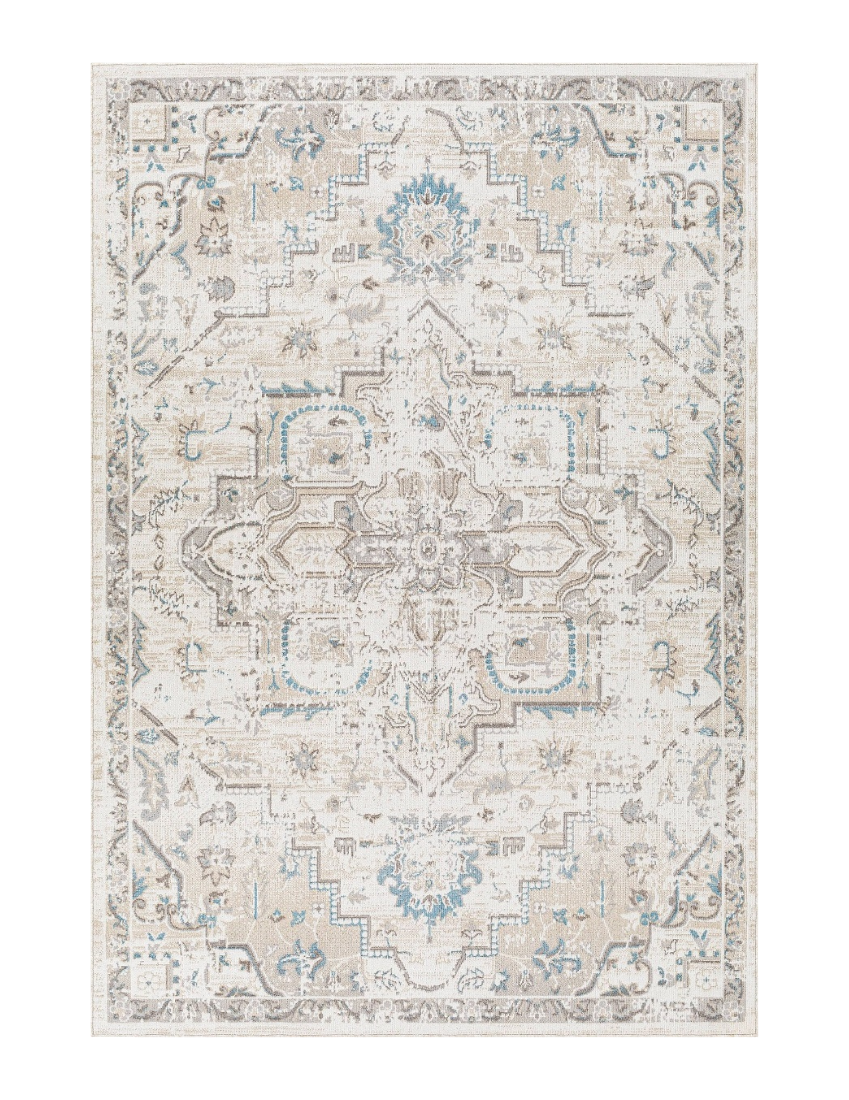 Magnolia Sands - Grey & Blue Vintage Persian Distressed Washable Rug