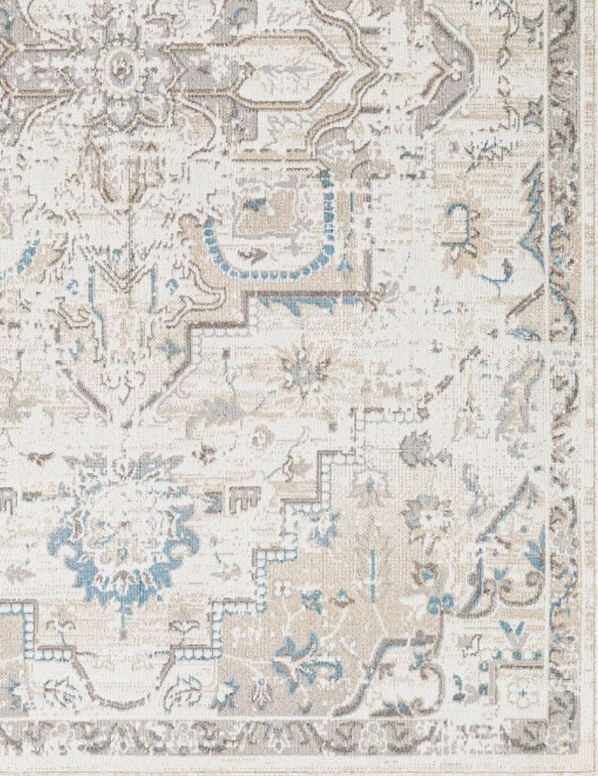 Magnolia Sands - Grey & Blue Vintage Persian Distressed Washable Rug