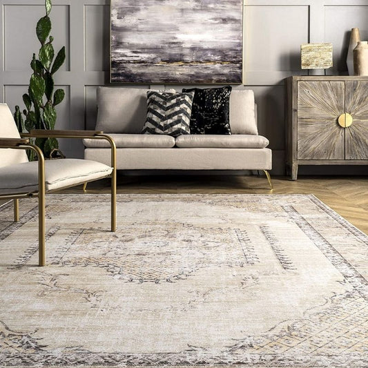 Sahara Sands - Camel & Chocolate Vintage Persian Distressed Washable Rug