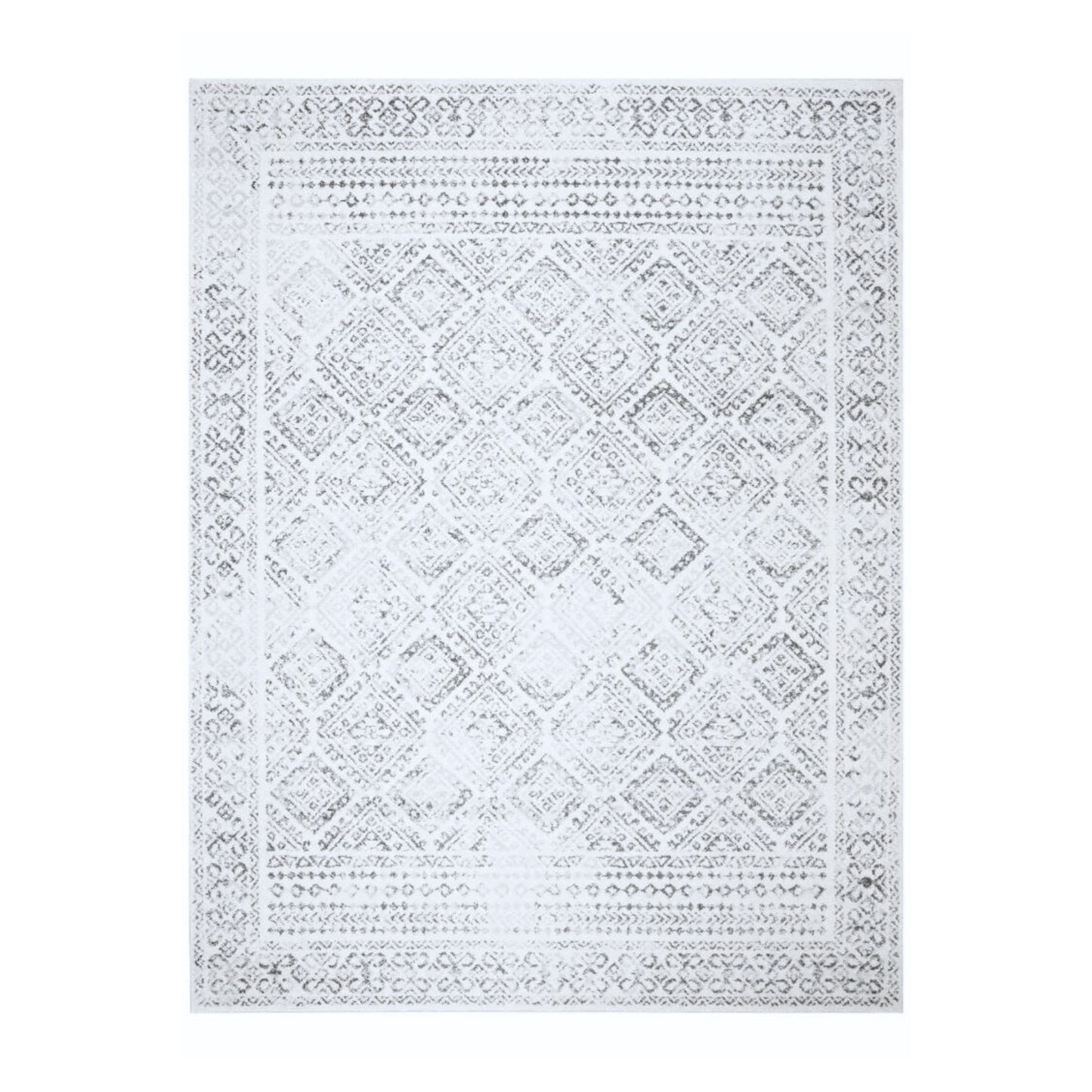 Tangier - Neutral Moroccan Boho Distressed Washable Rug CLEARANCE