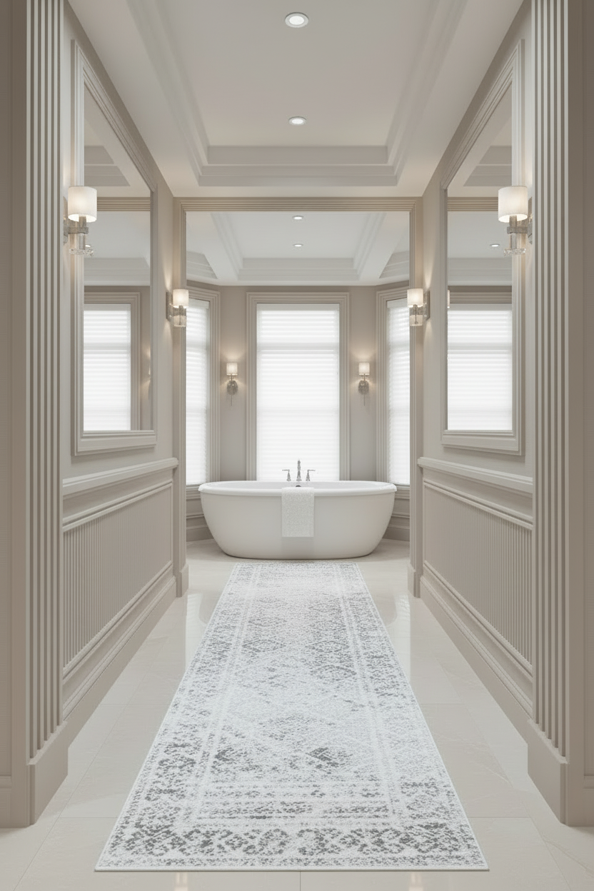 Tangier - Neutral Moroccan Boho Distressed Washable Runner Rug CLEARANCE