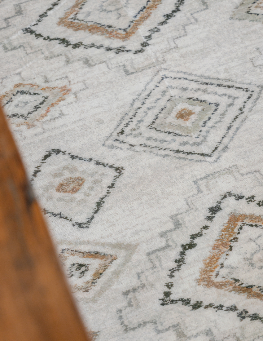 Tusk - Tan & Ivory Tribal Distressed Washable Runner Rug CLEARANCE