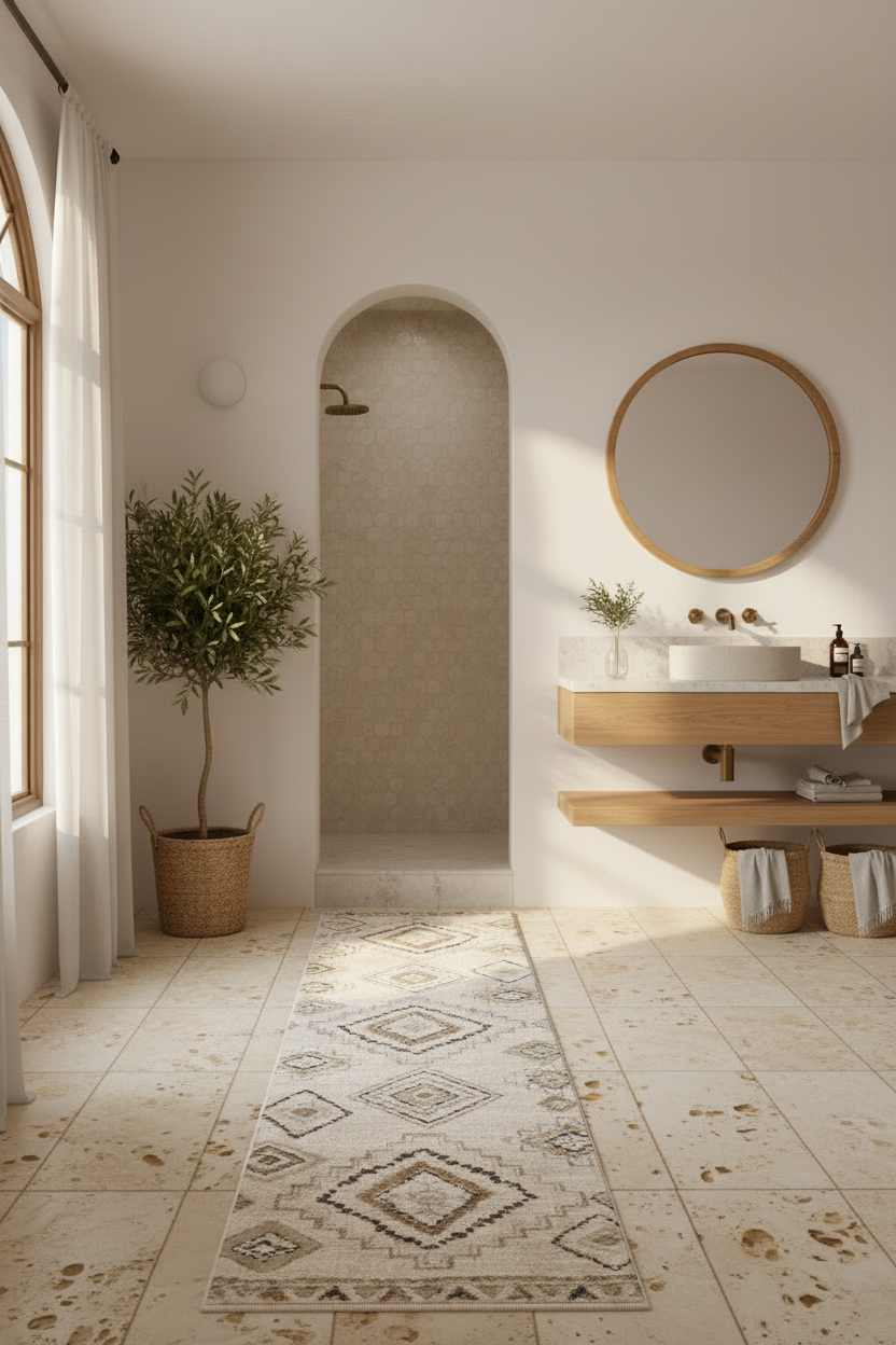 Tusk - Tan & Ivory Tribal Distressed Washable Runner Rug