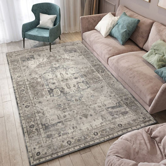Ziba - Ivory & Grey Vintage Persian Distressed Washable Rug